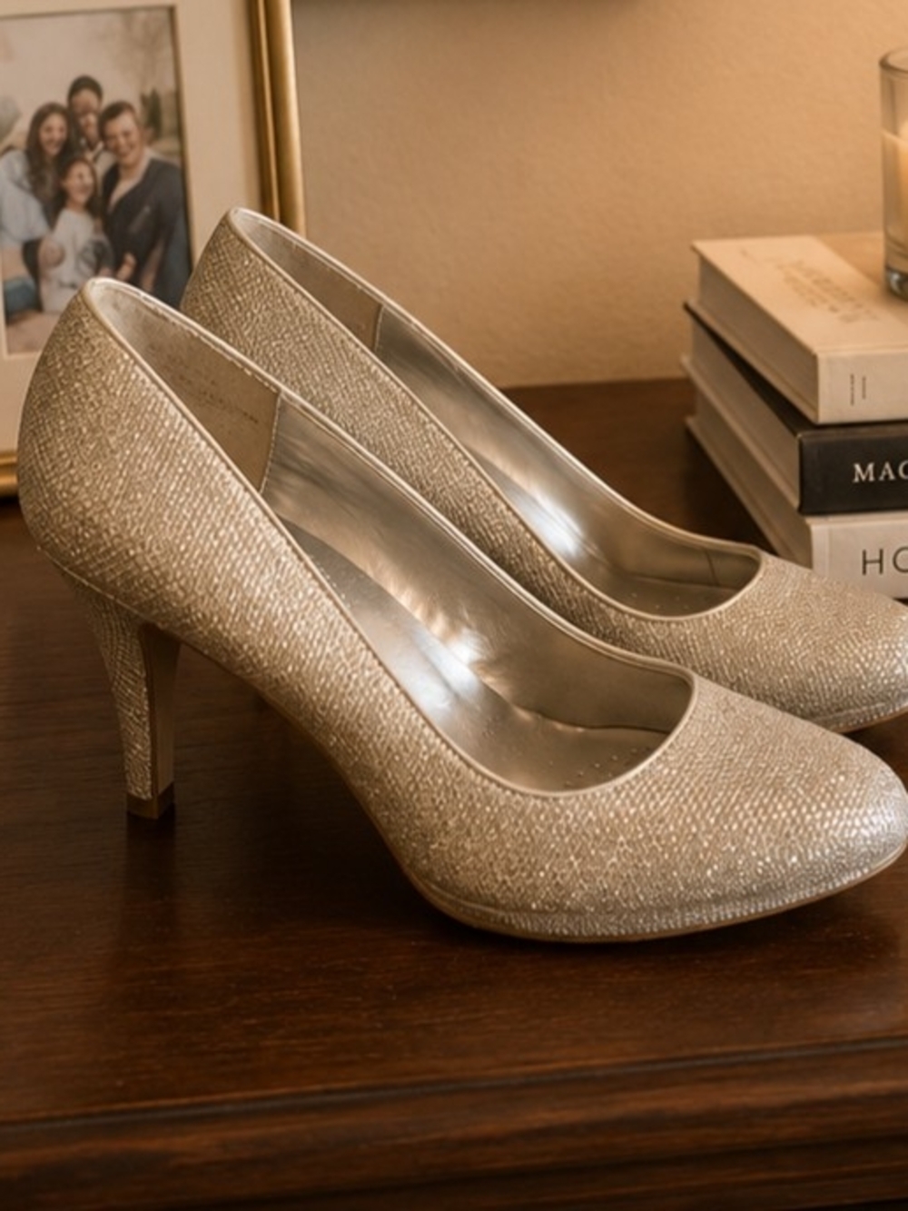 Worthington Silver Shimmer Pumps Size 8